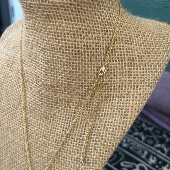 Vintage Gold-tone Necklace w/Onyx, Carnelian, Jade Stones & Blessing Character. - Picture 3 of 7
